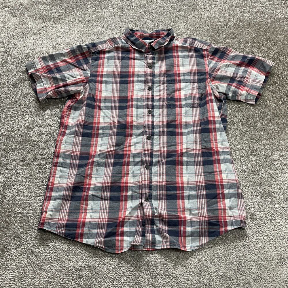 Columbia Shirt Mens Medium Multicolor Plaid Button Down Short Sleeve Top Adult